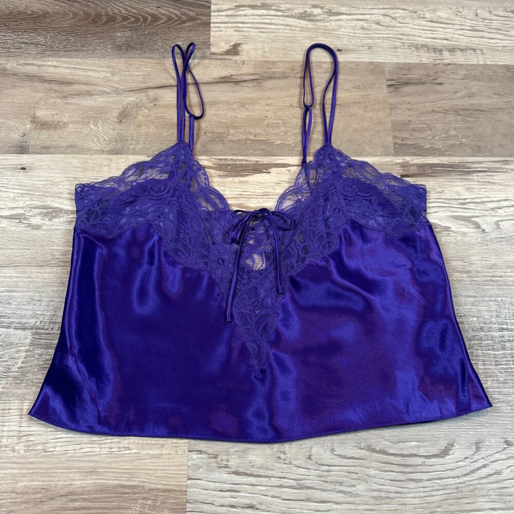 Vintage Victoria’s Secret Purple Satin Lace Camisole Y2K Lingerie Top Medium
